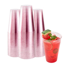 Bev Tek 14 oz Pink Glitter Plastic Tumbler - 3 1/4