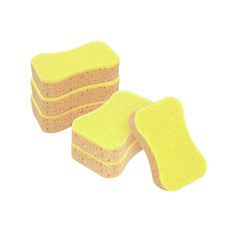 Clean Tek Professional Jumbo Beige Grip Sponge / Yellow Scouring Pad Combo - 7 3/4