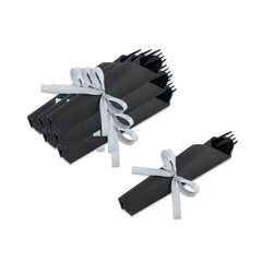 Argento Black Plastic Cutlery Set - with Black Napkin, Silver Ribbon - 7 1/4