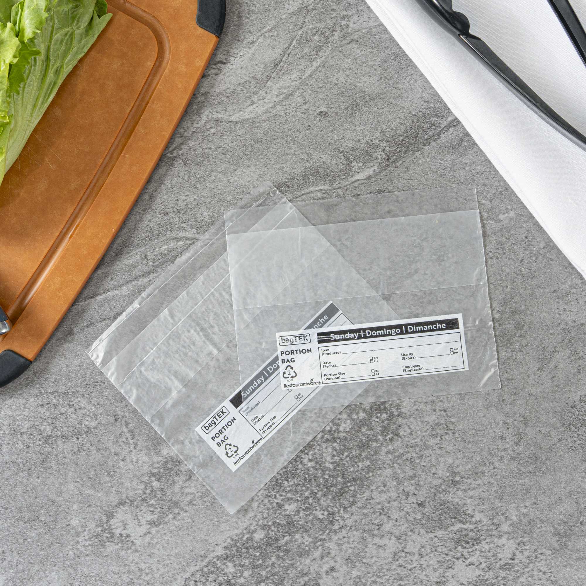 Bag Tek Clear and Black Plastic Day Of The Week Sunday Portion Bag - Trilingual - 5 1/2" x 5 1/2" - 2000 count box
