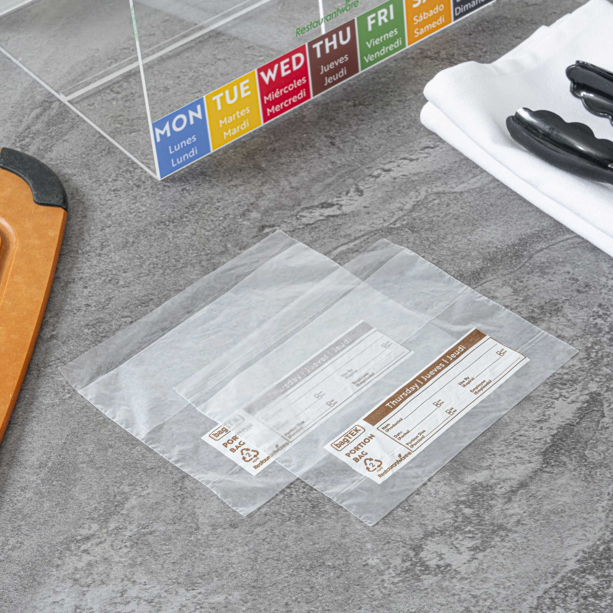 Bag Tek Clear and Brown Plastic Day Of The Week Thursday Portion Bag - Trilingual - 5 1/2" x 5 1/2" - 2000 count box