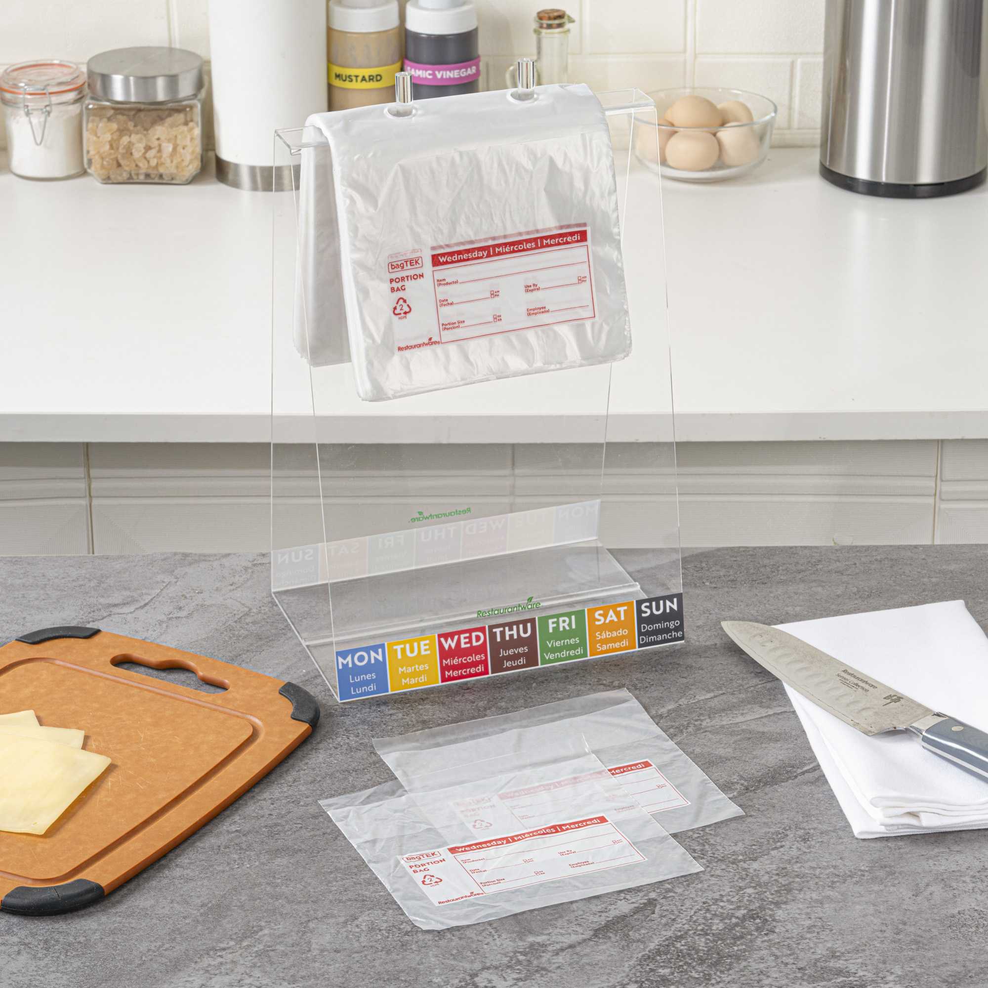 Bag Tek Clear and Red Plastic Day Of The Week Wednesday Portion Bag - Trilingual - 6 1/2" x 7" - 2000 count box