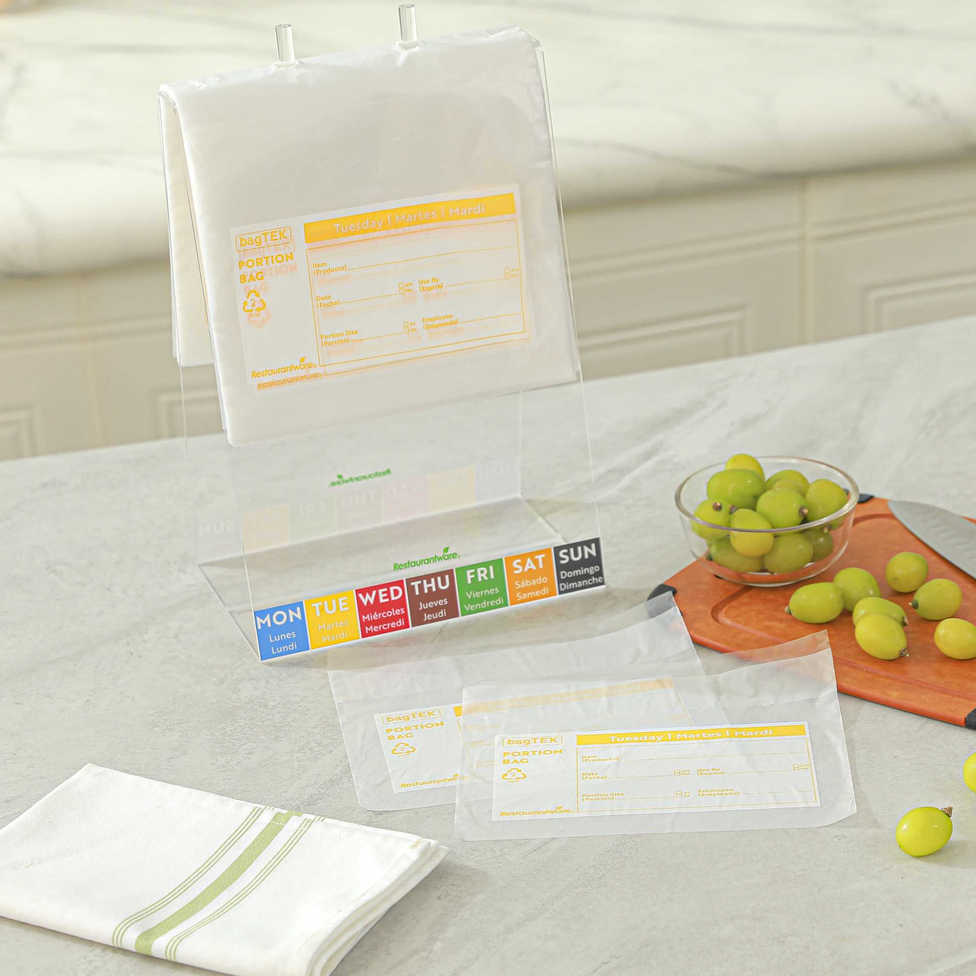 Bag Tek Clear and Yellow Plastic Day Of The Week Tuesday Portion Bag - Trilingual - 8 1/2" x 8 1/2" - 2000 count box