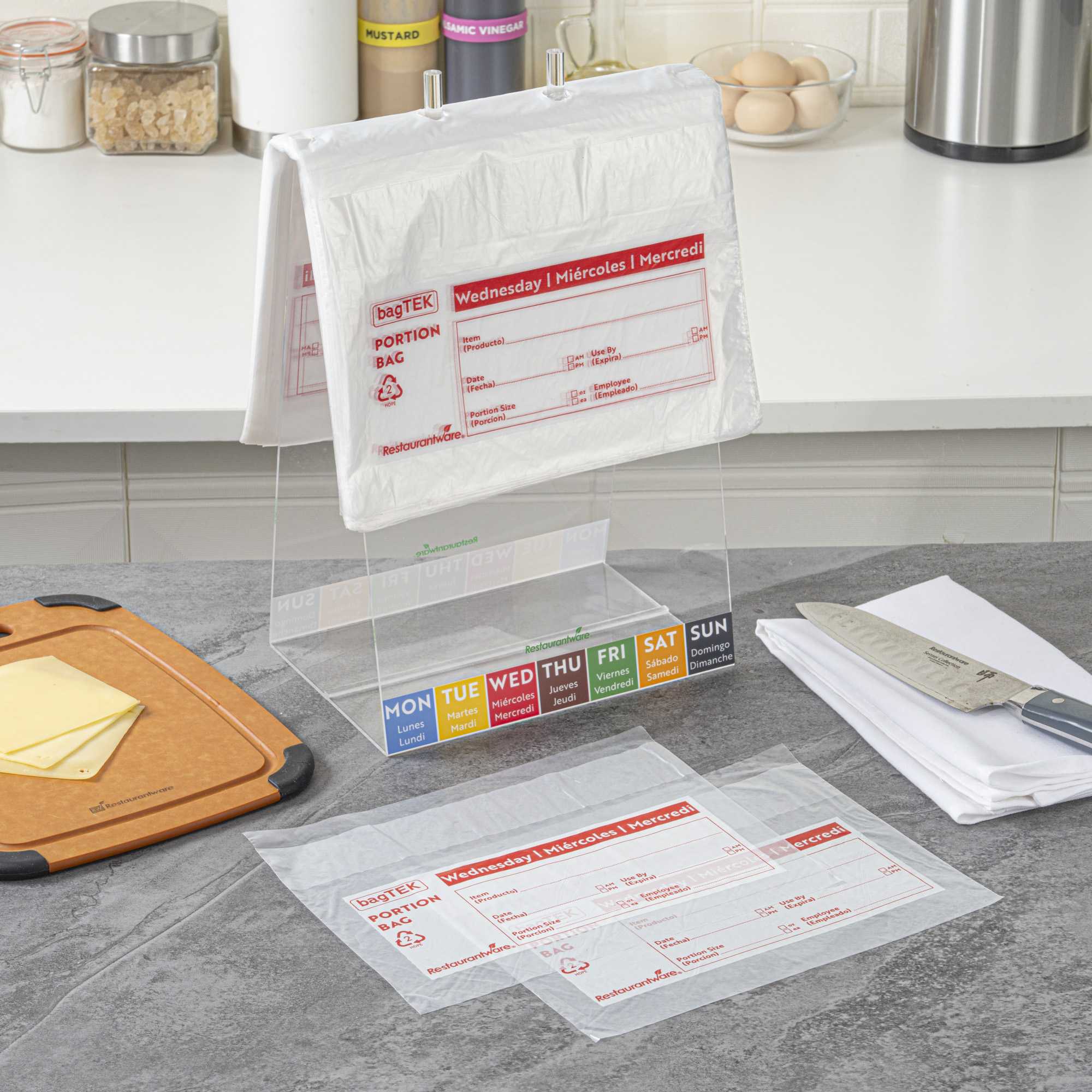 Bag Tek Clear and Red Plastic Day Of The Week Wednesday Portion Bag - Trilingual - 10" x 8 1/2" - 2000 count box