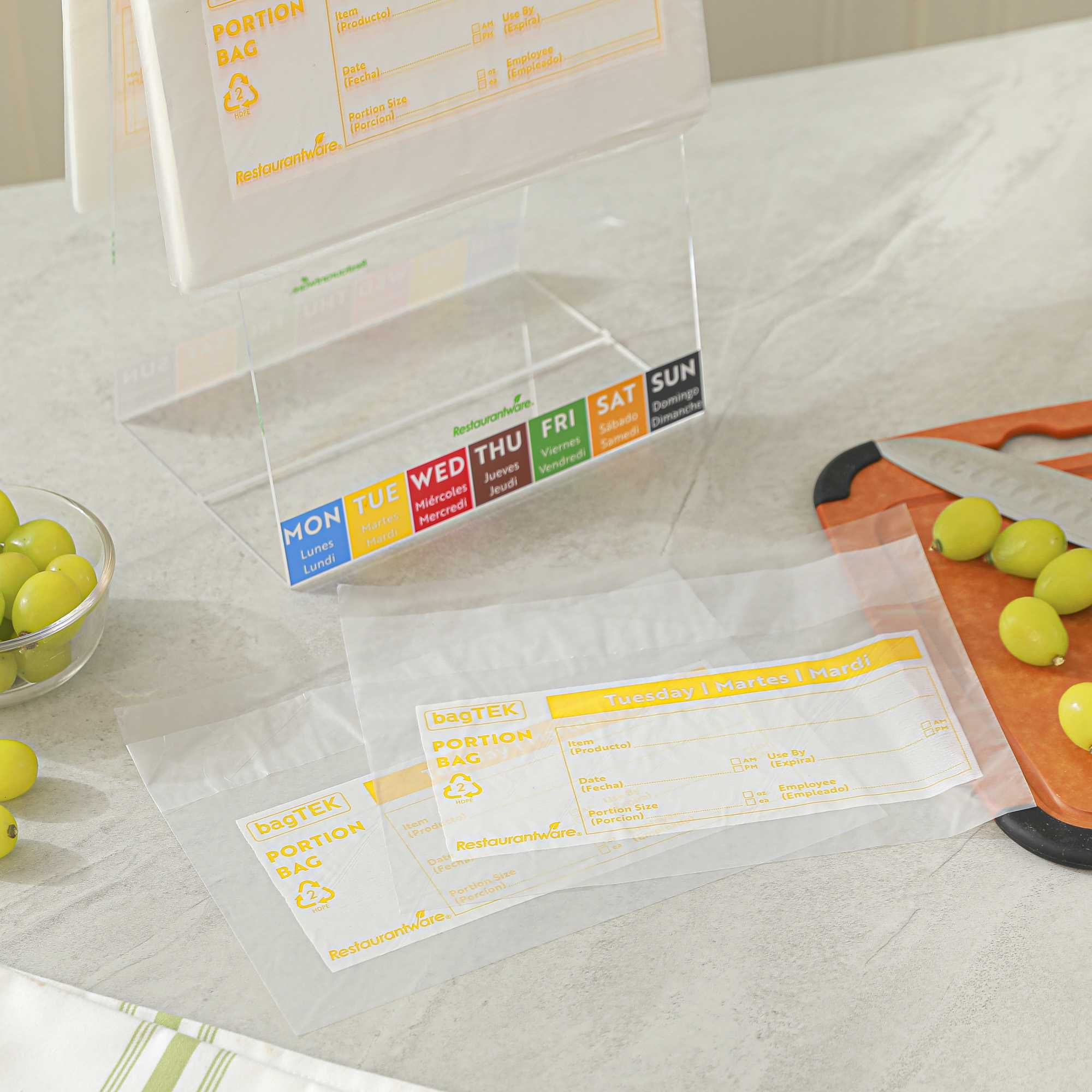 Bag Tek Clear and Yellow Plastic Day Of The Week Tuesday Portion Bag - Trilingual - 10" x 8 1/2" - 2000 count box
