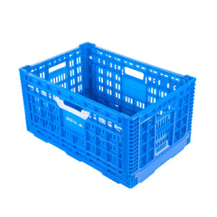 Cater Tek Rectangle Blue Plastic Collapsible Crate - Vented, Stackable - 23 3/4
