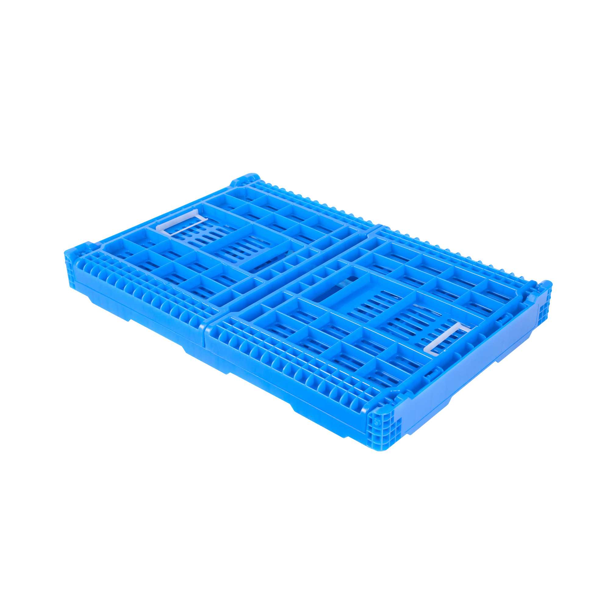 Cater Tek Rectangle Blue Plastic Collapsible Crate - Vented, Stackable - 23 1/2" x 15 3/4" x 13 1/2" - 1 count box