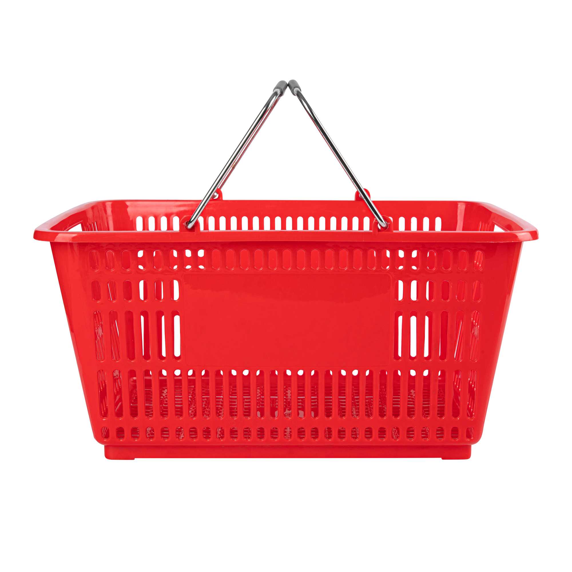 Shop Tek Red Plastic Grocery Market Shopping Basket - with Steel Handles - 19 1/4" x 13" - 1 count box