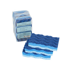 Clean Tek Professional Light-Duty Light and Dark Blue Cellulose Scouring Sponge - Grooved - 4 1/2