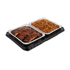 TURBOHEAT Black Plastic Flameless Disposable Food Warming Tray - For 2 Half Size Pans - 5 count box