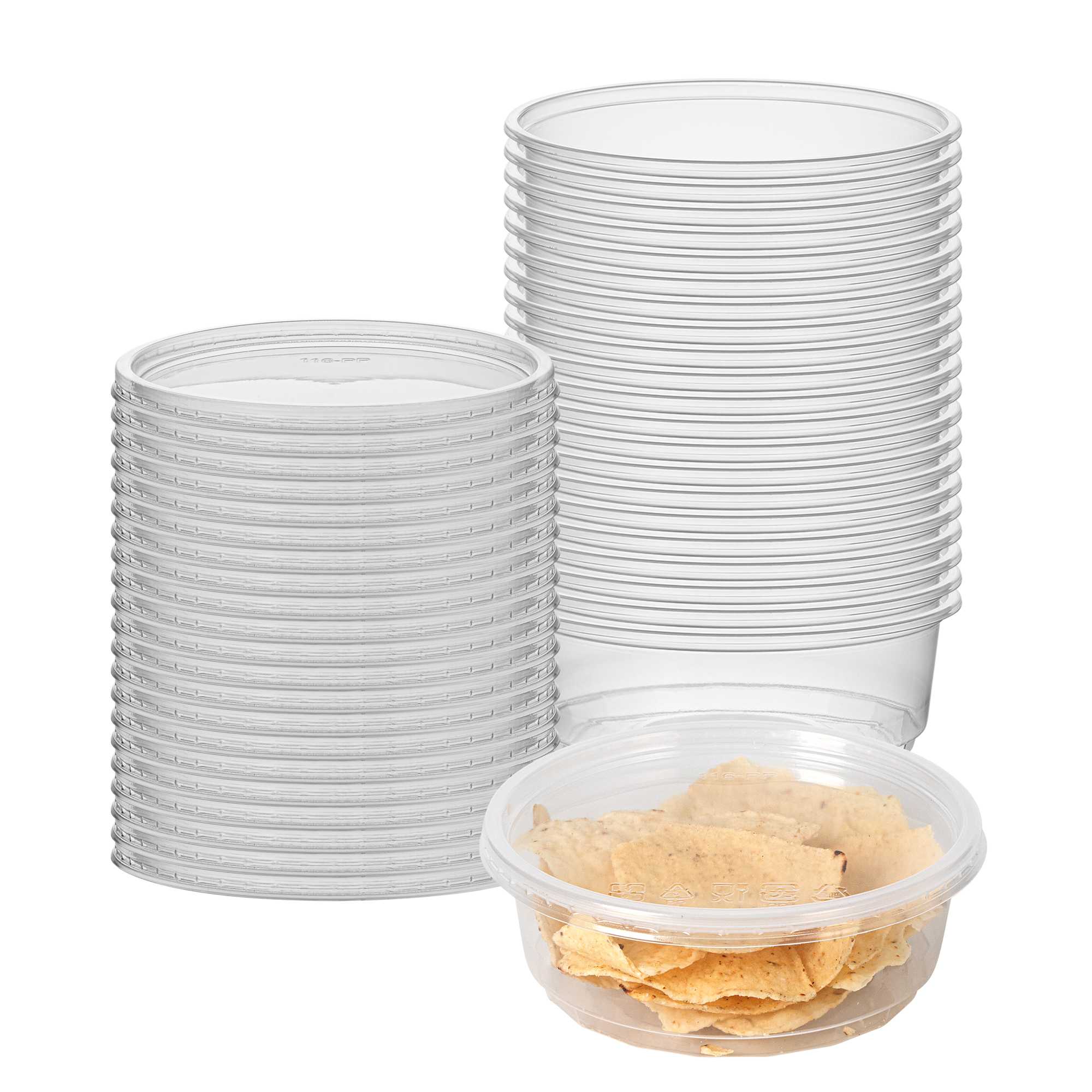 SustainaLite 8 oz Clear Plastic To Go Deli Container - with Lid - 4 1/2" x 4 1/2" x 1 3/4" - 50 count box