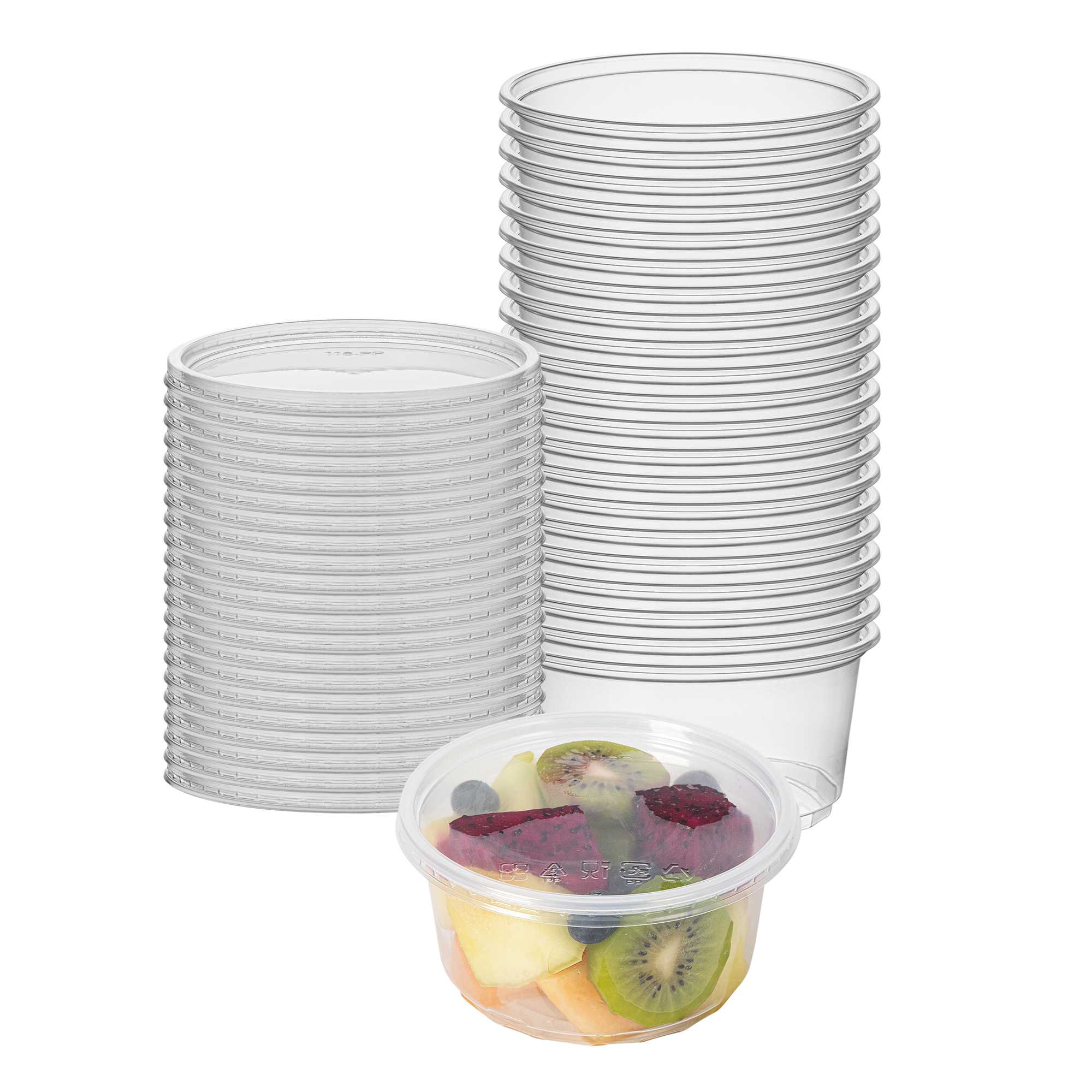SustainaLite 12 oz Clear Plastic To Go Deli Container - with Lid - 4 1/2" x 4 1/2" x 2 1/2" - 50 count box