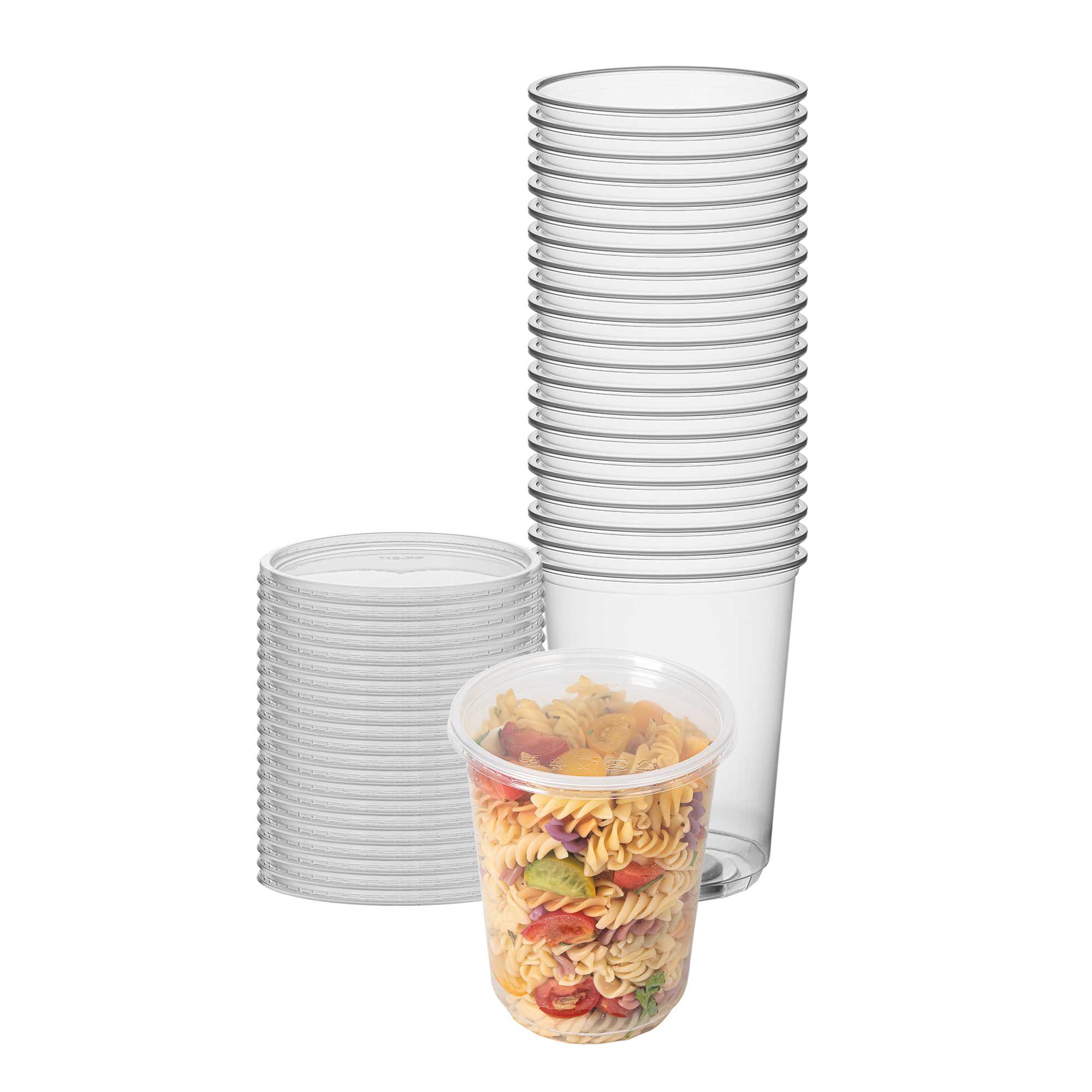 SustainaLite 32 oz Clear Plastic To Go Deli Container - with Lid - 4 1/2" x 4 1/2" x 5 3/4" - 50 count box