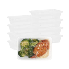 SustainaLite 17 oz Rectangle Clear Plastic Food Container - with Lid, Microwavable - 7