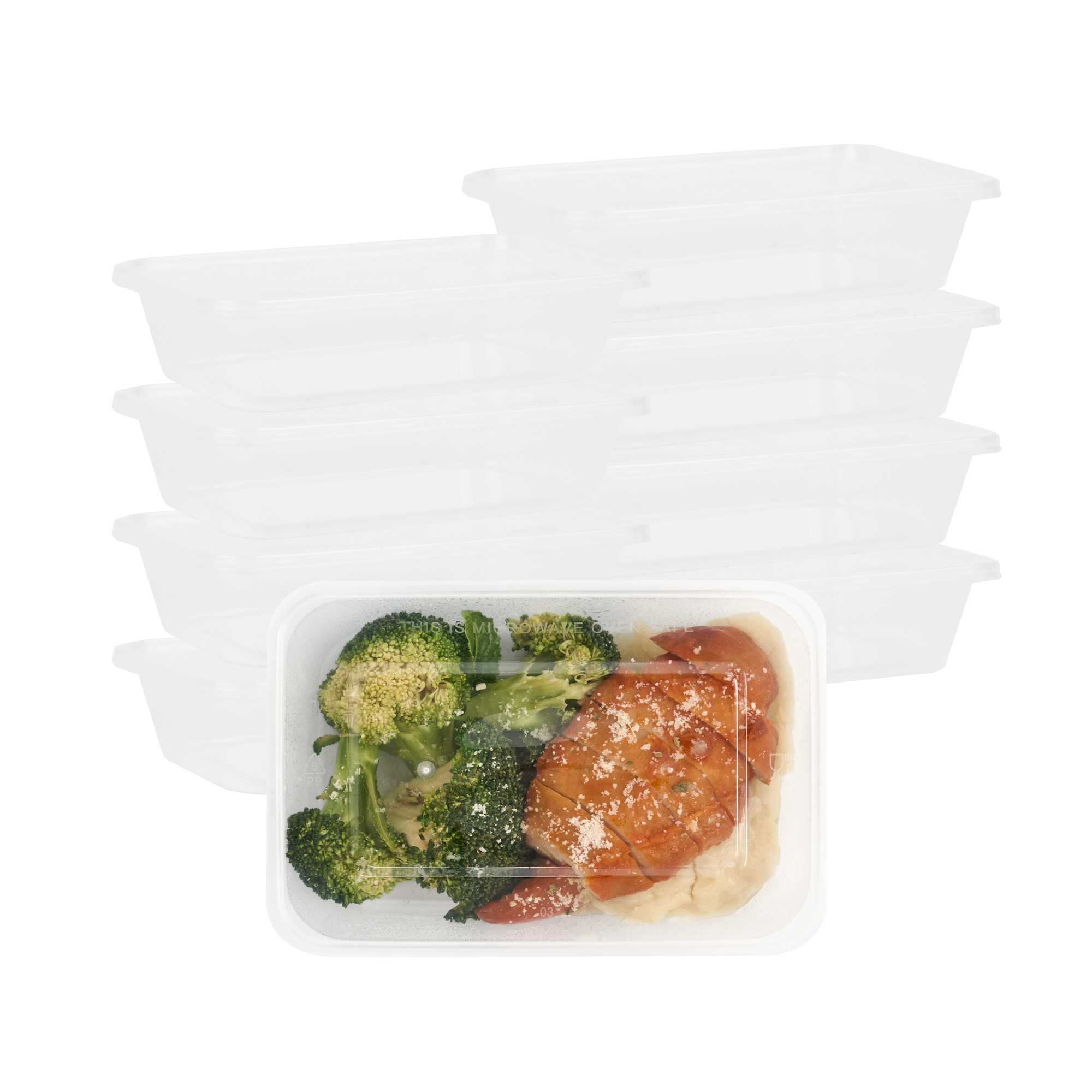 SustainaLite 17 oz Rectangle Clear Plastic Food Container - with Lid, Microwavable - 6" x 3 3/4" x 1 1/2" - 300 count box