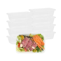 SustainaLite 22 oz Rectangle Clear Plastic Food Container - with Lid, Microwavable - 7