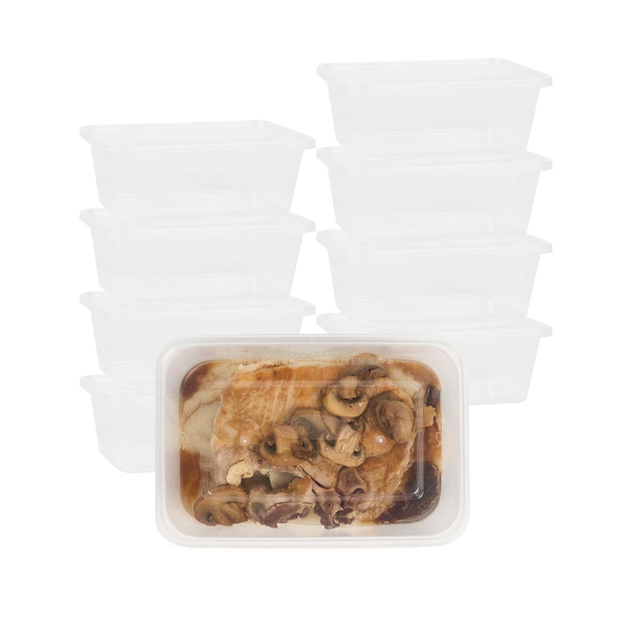 SustainaLite 34 oz Rectangle Clear Plastic Food Container - with Lid, Microwavable - 5 1/2" x 3 1/4" x 3" - 300 count box