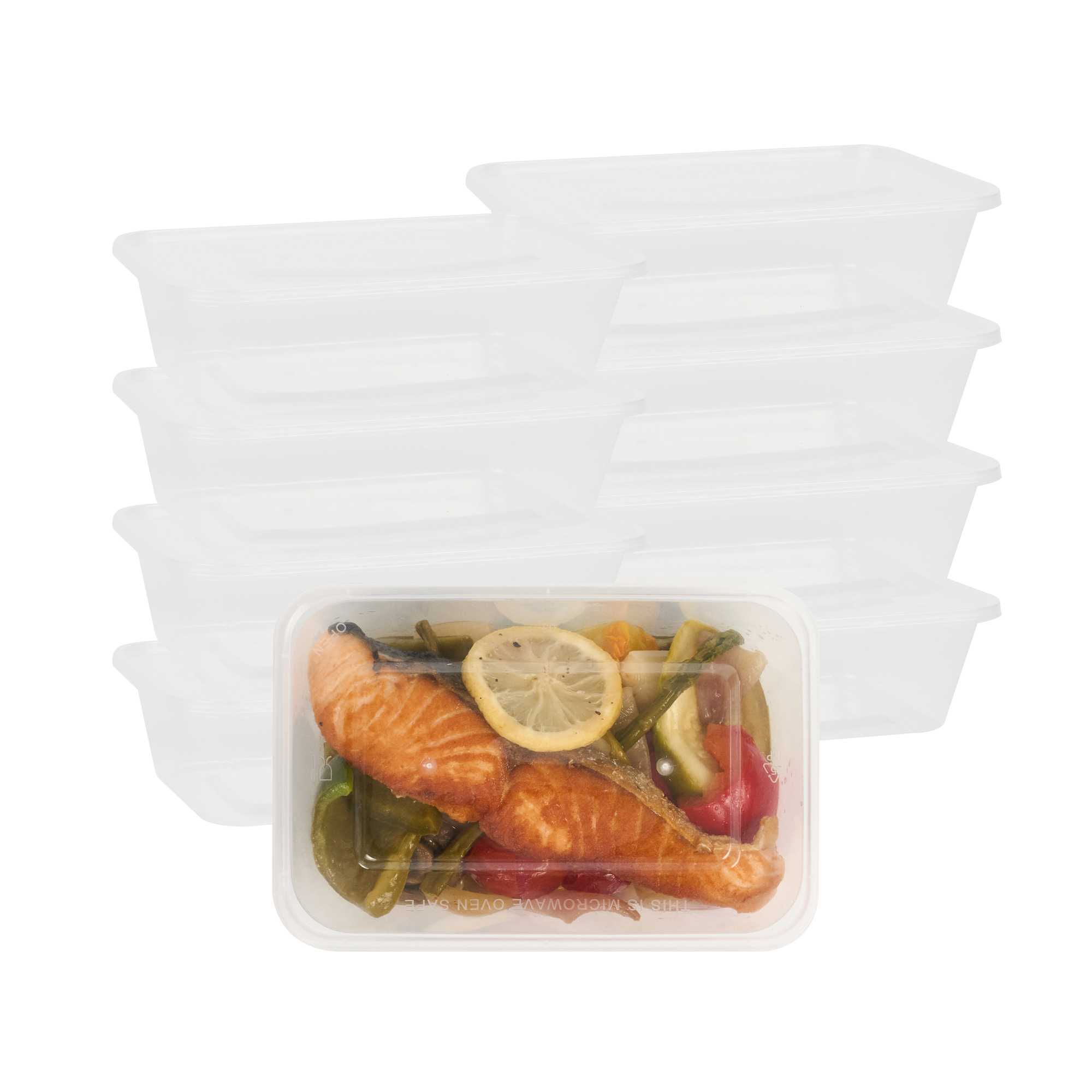 SustainaLite 42 oz Rectangle Clear Plastic Food Container - with Lid, Microwavable - 8 1/2" x 5 3/4" x 2 1/4" - 50 count box