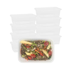 SustainaLite 51 oz Rectangle Clear Plastic Food Container - with Lid, Microwavable - 8 1/2