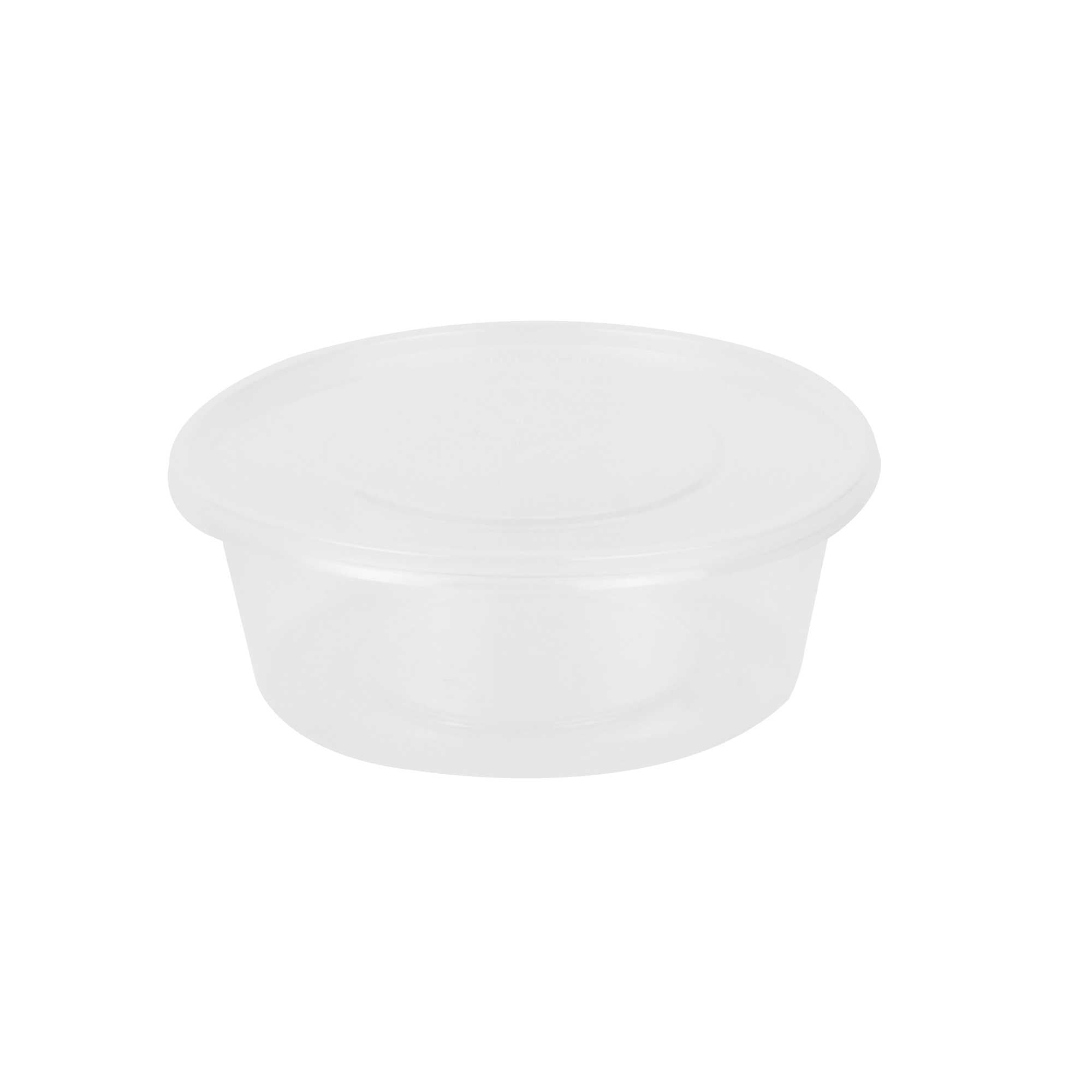 SustainaLite 10 oz Round Clear Plastic Food Container - with Lid, Microwavable - 3 3/4" x 3 3/4" x 1 3/4" - 450 count box