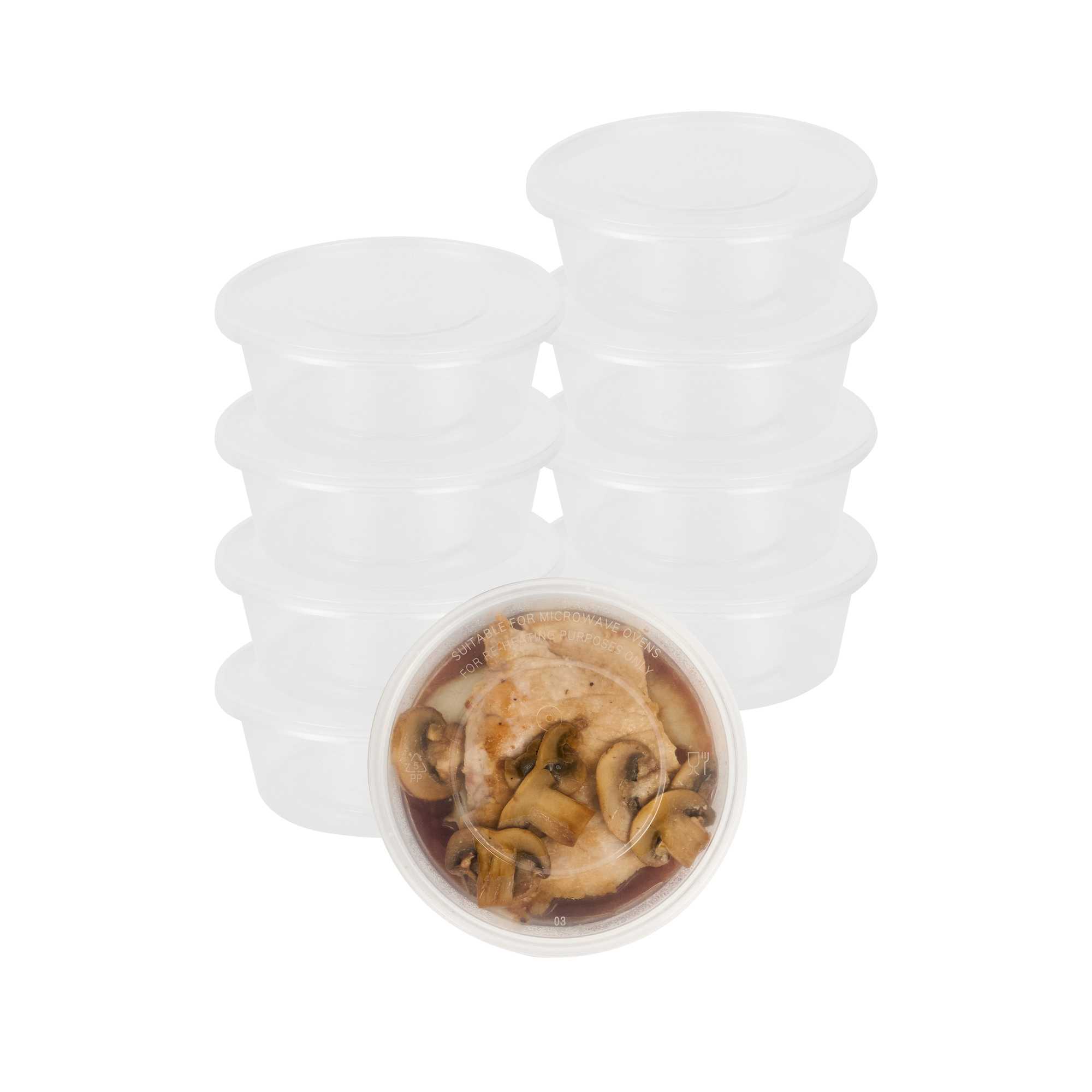 SustainaLite 10 oz Round Clear Plastic Food Container - with Lid, Microwavable - 3 3/4" x 3 3/4" x 1 3/4" - 450 count box