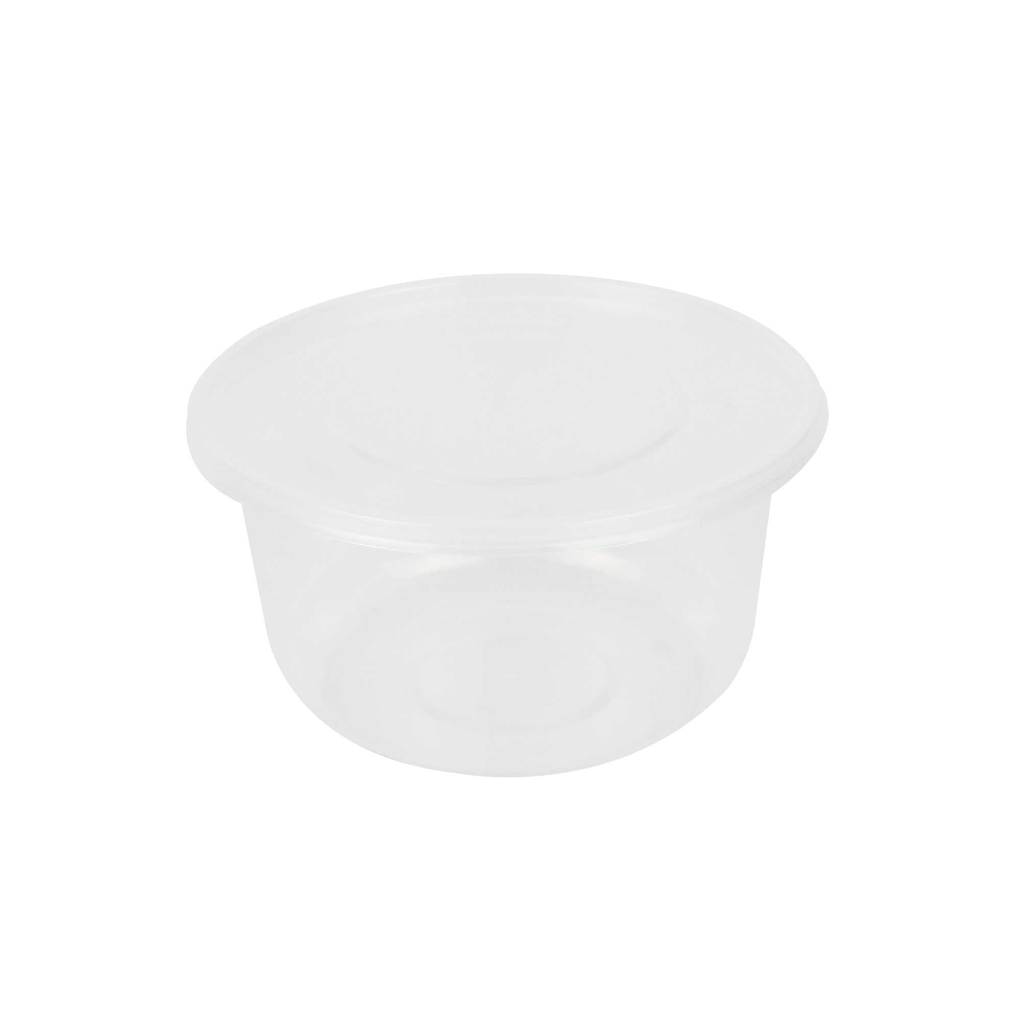 SustainaLite 15 oz Round Clear Plastic Food Container - with Lid, Microwavable - 2 3/4" x 2 3/4" x 2 1/2" - 450 count box