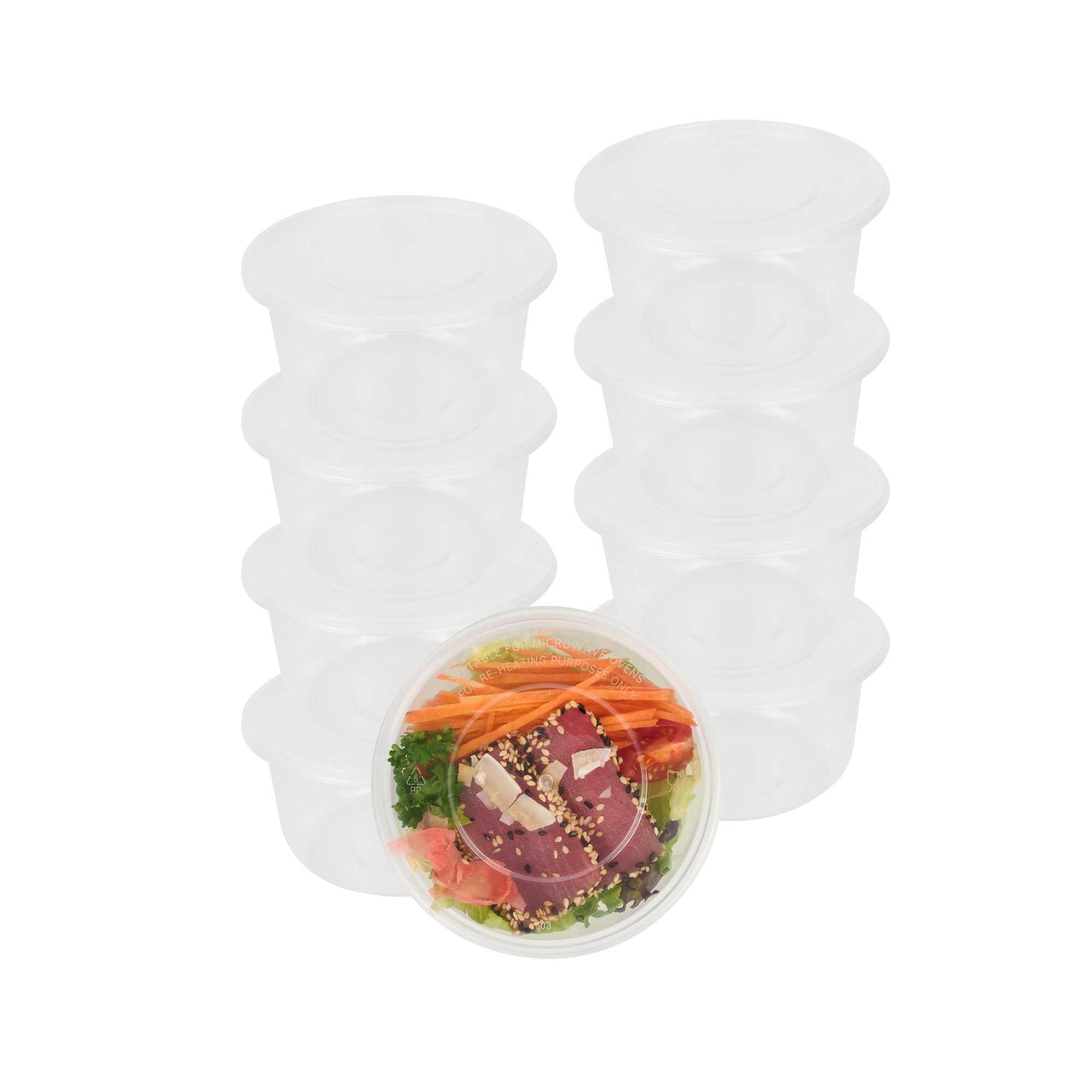SustainaLite 15 oz Round Clear Plastic Food Container - with Lid, Microwavable - 2 3/4" x 2 3/4" x 2 1/2" - 450 count box