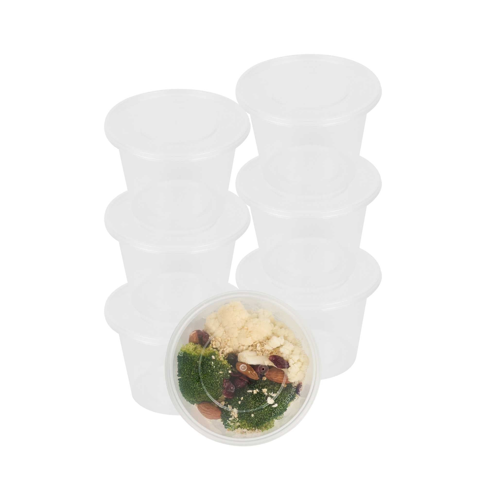 SustainaLite 17 oz Round Clear Plastic Food Container - with Lid, Microwavable - 4 3/4" x 4 3/4" x 3 1/4" - 50 count box