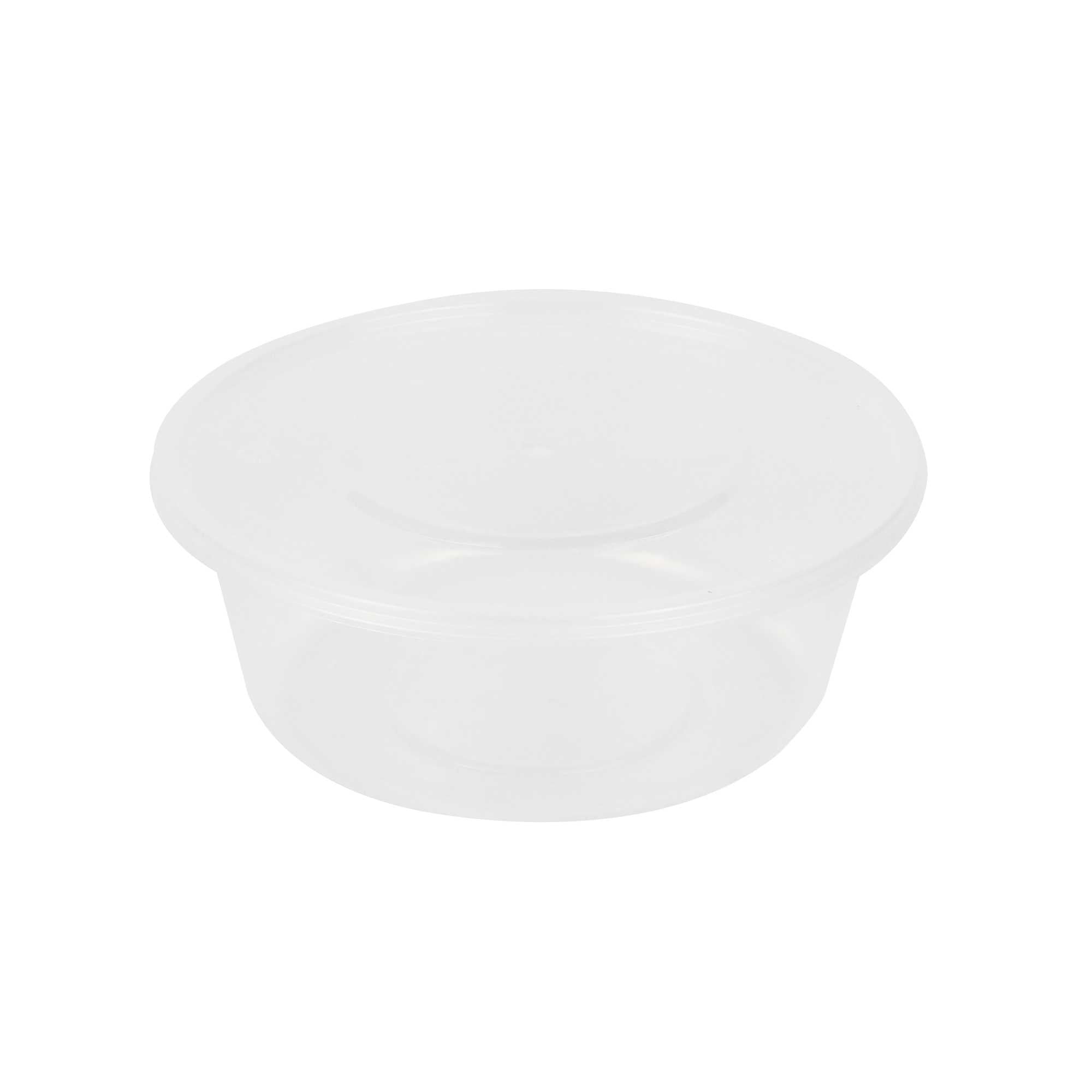 SustainaLite 21 oz Round Clear Plastic Food Container - with Lid, Microwavable - 3 1/2" x 3 1/2" x 2 1/4" - 300 count box