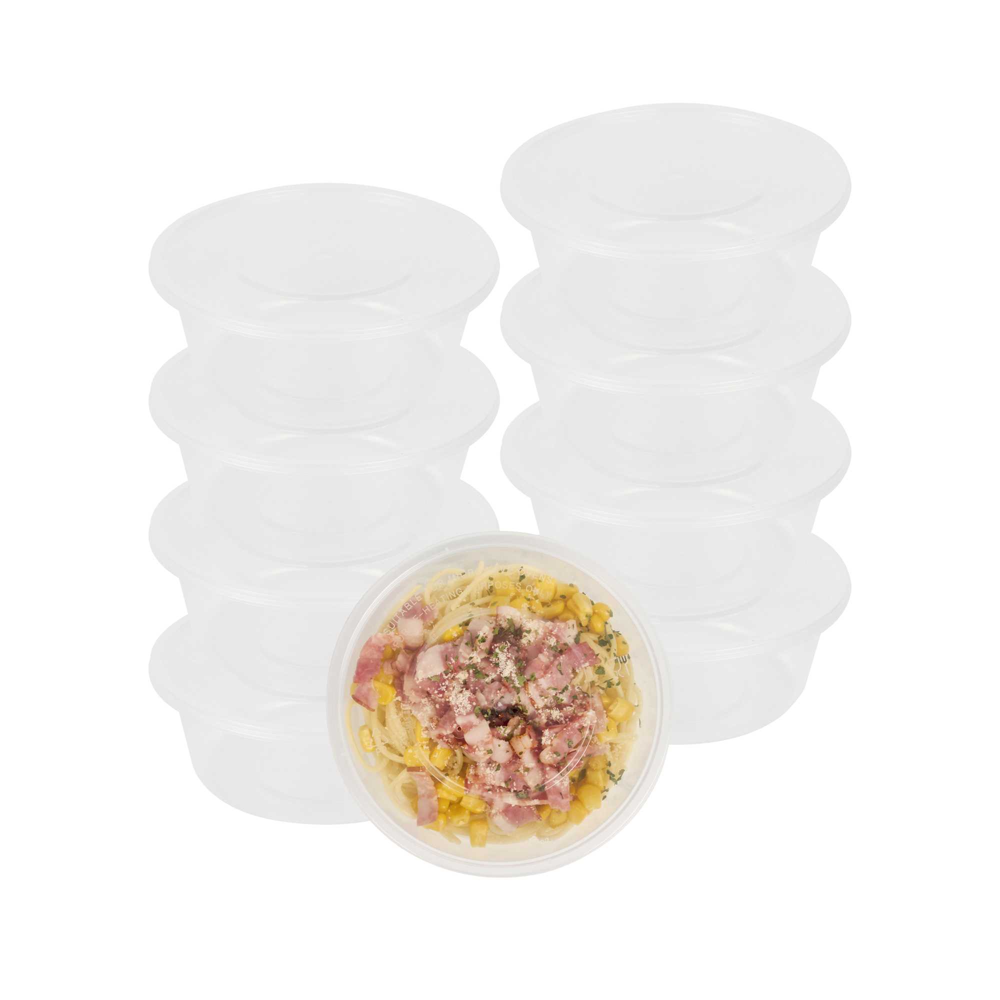 SustainaLite 21 oz Round Clear Plastic Food Container - with Lid, Microwavable - 3 1/2" x 3 1/2" x 2 1/4" - 300 count box