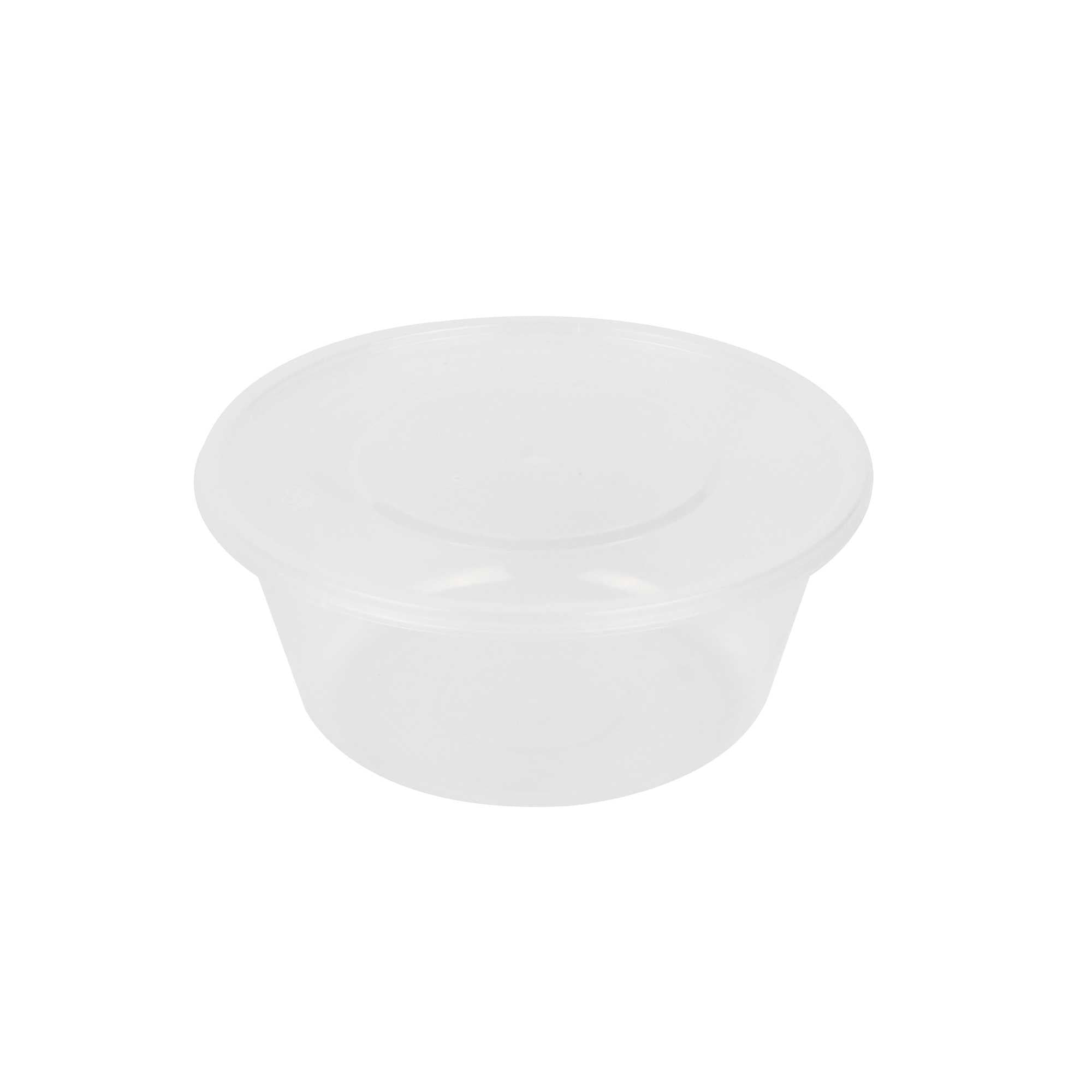 SustainaLite 25 oz Round Clear Plastic Food Container - with Lid, Microwavable - 6" x 6" x 2 1/2" - 50 count box