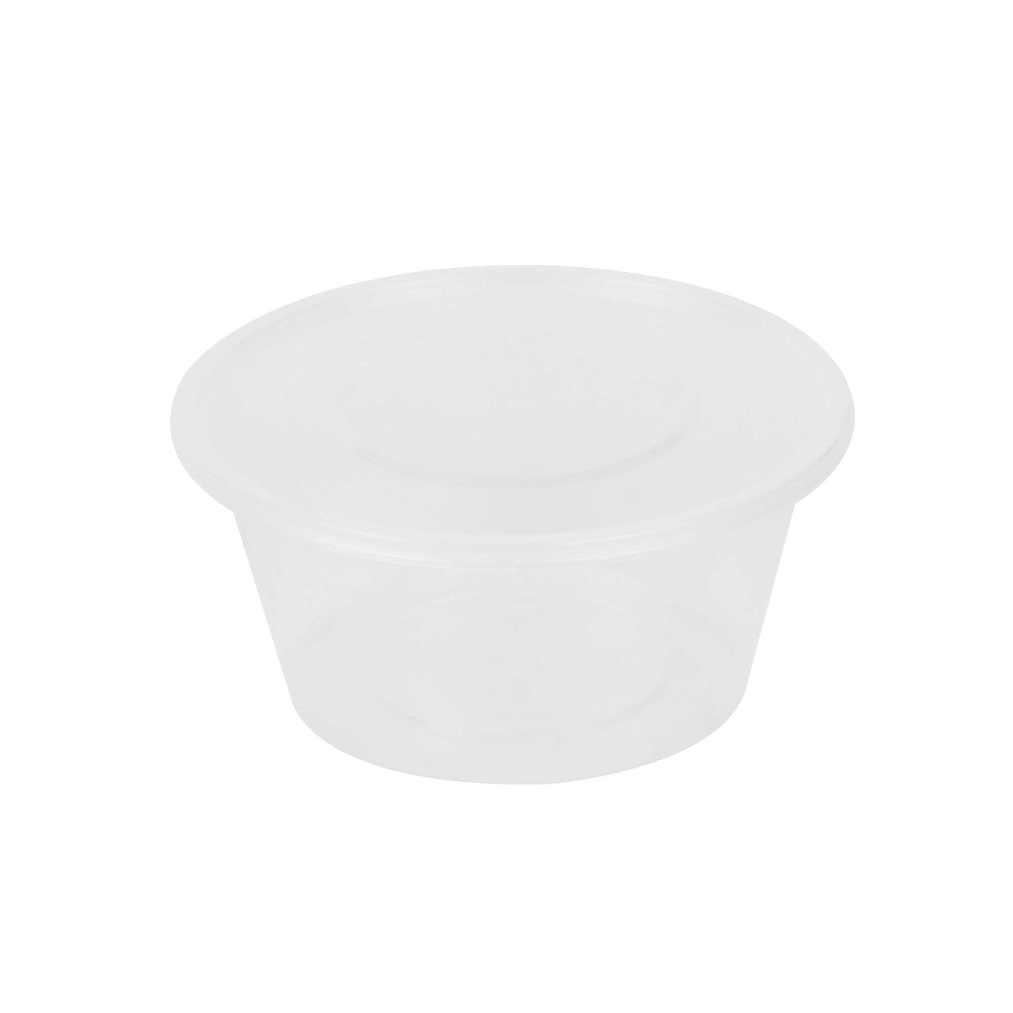 SustainaLite 27 oz Round Clear Plastic Food Container - with Lid, Microwavable - 4 1/4" x 4 1/4" x 3" - 300 count box
