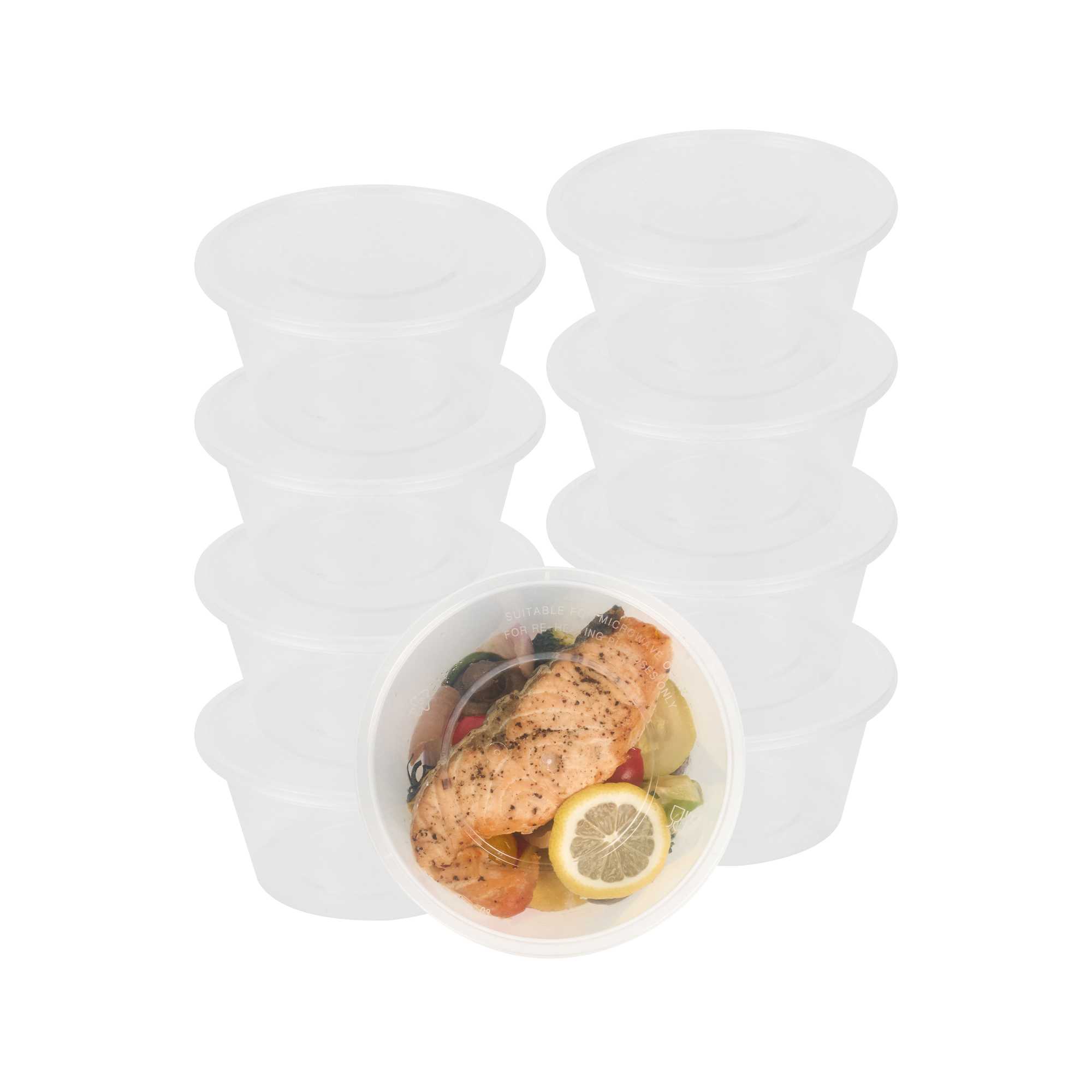 SustainaLite 27 oz Round Clear Plastic Food Container - with Lid, Microwavable - 4 1/4" x 4 1/4" x 3" - 300 count box