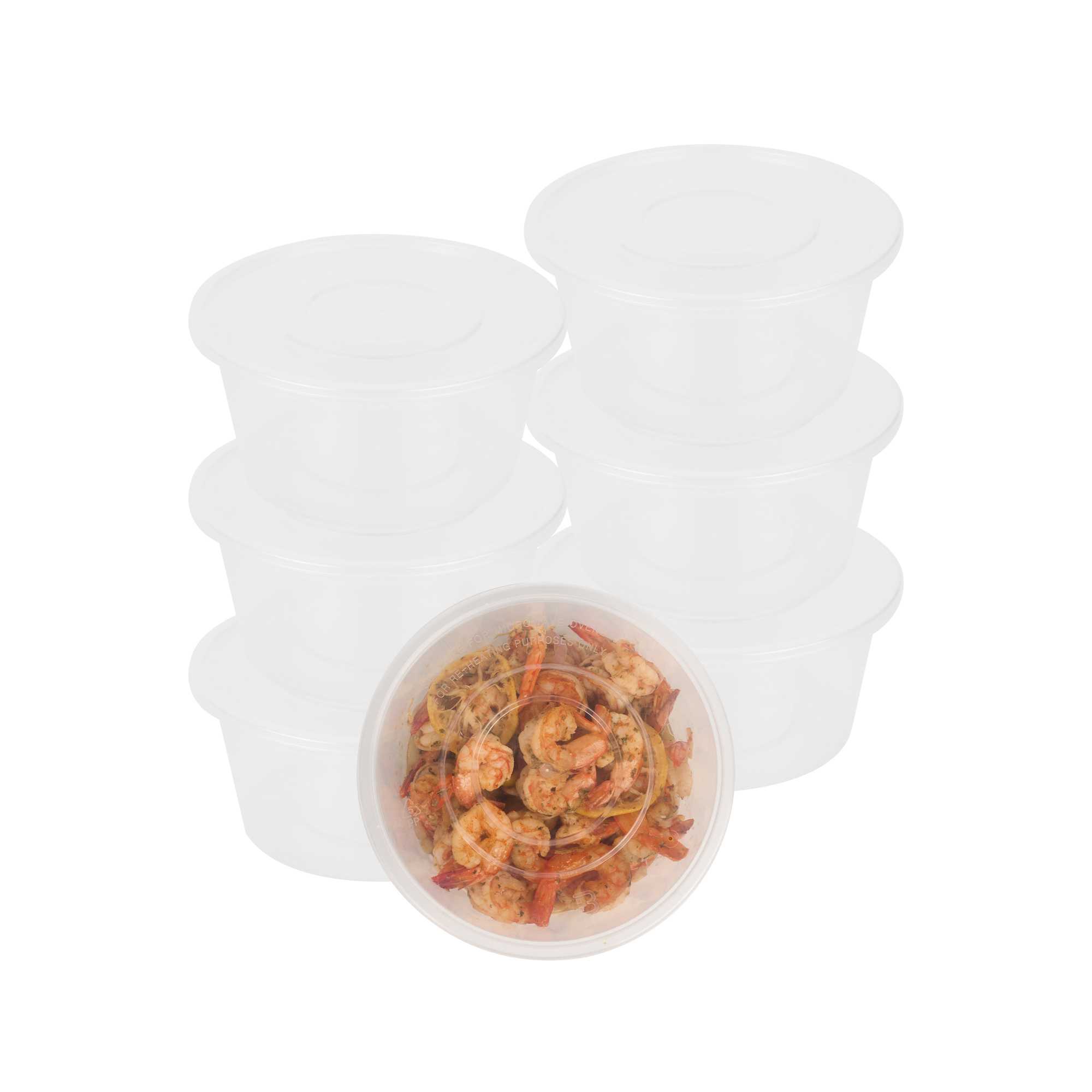 SustainaLite 42 oz Round Clear Plastic Food Container - with Lid, Microwavable - 5 1/4" x 5 1/4" x 3 1/4" - 200 count box