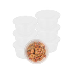 SustainaLite 42 oz Round Clear Plastic Food Container - with Lid, Microwavable - 7