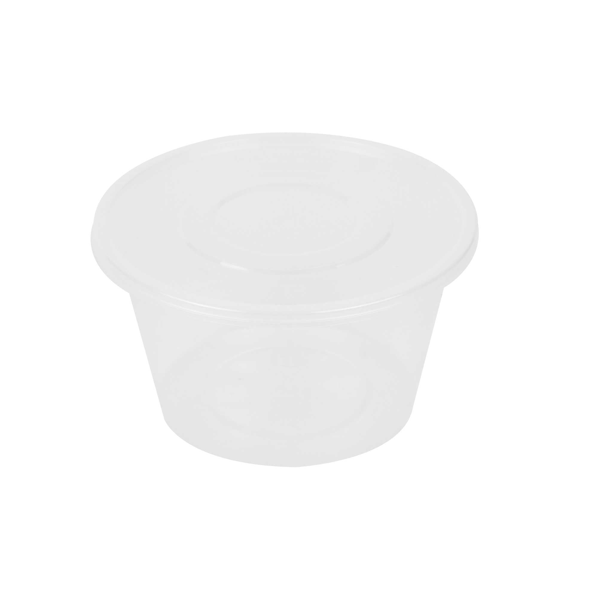 SustainaLite 51 oz Round Clear Plastic Food Container - with Lid, Microwavable - 4 3/4" x 4 3/4" x 4" - 200 count box