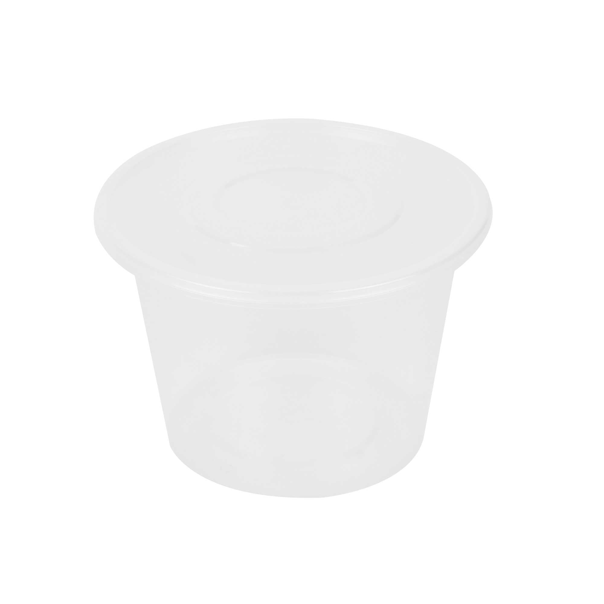 SustainaLite 59 oz Round Clear Plastic Food Container - with Lid, Microwavable - 4 3/4" x 4 3/4" x 4 3/4" - 200 count box