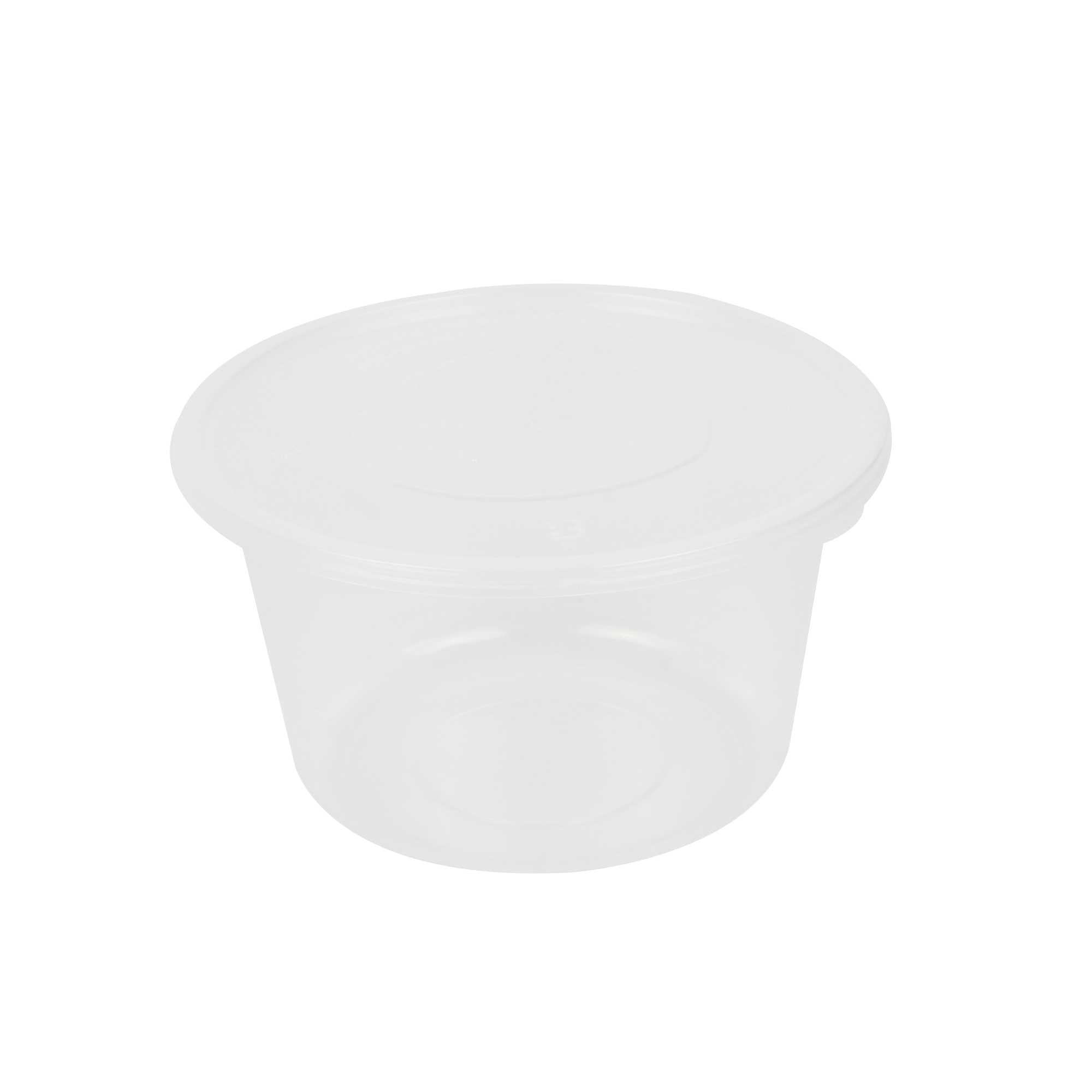 SustainaLite 68 oz Round Clear Plastic Food Container - with Lid, Microwavable - 5 1/2" x 5 1/2" x 4 1/4" - 200 count box