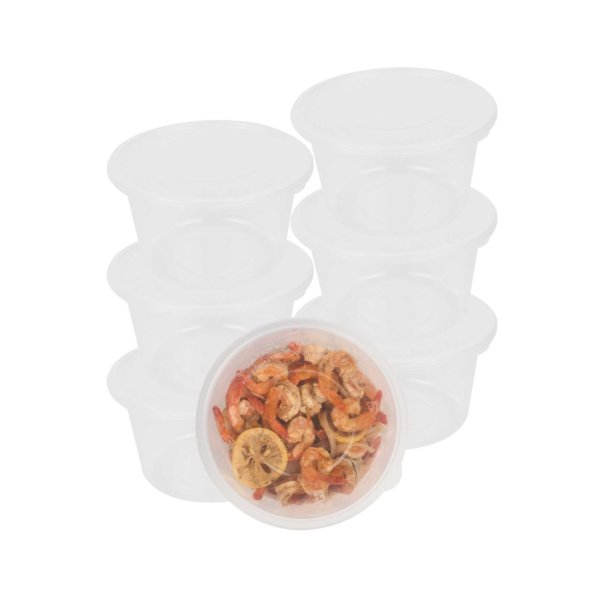 SustainaLite 68 oz Round Clear Plastic Food Container - with Lid, Microwavable - 5 1/2" x 5 1/2" x 4 1/4" - 200 count box