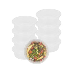 SustainaLite 85 oz Round Clear Plastic Food Container - with Lid, Microwavable - 9 1/2