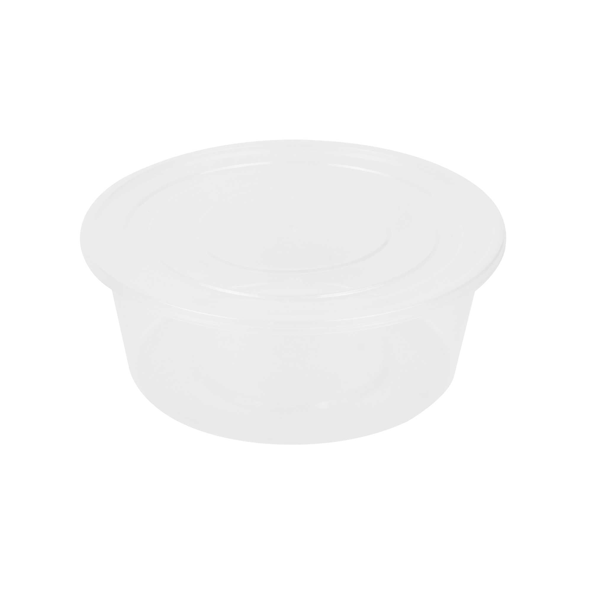 SustainaLite 101 oz Round Clear Plastic Food Container - with Lid, Microwavable - 7 3/4" x 7 3/4" x 3 3/4" - 30 count box