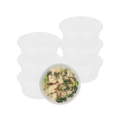 SustainaLite 101 oz Round Clear Plastic Food Container - with Lid, Microwavable - 9 1/2