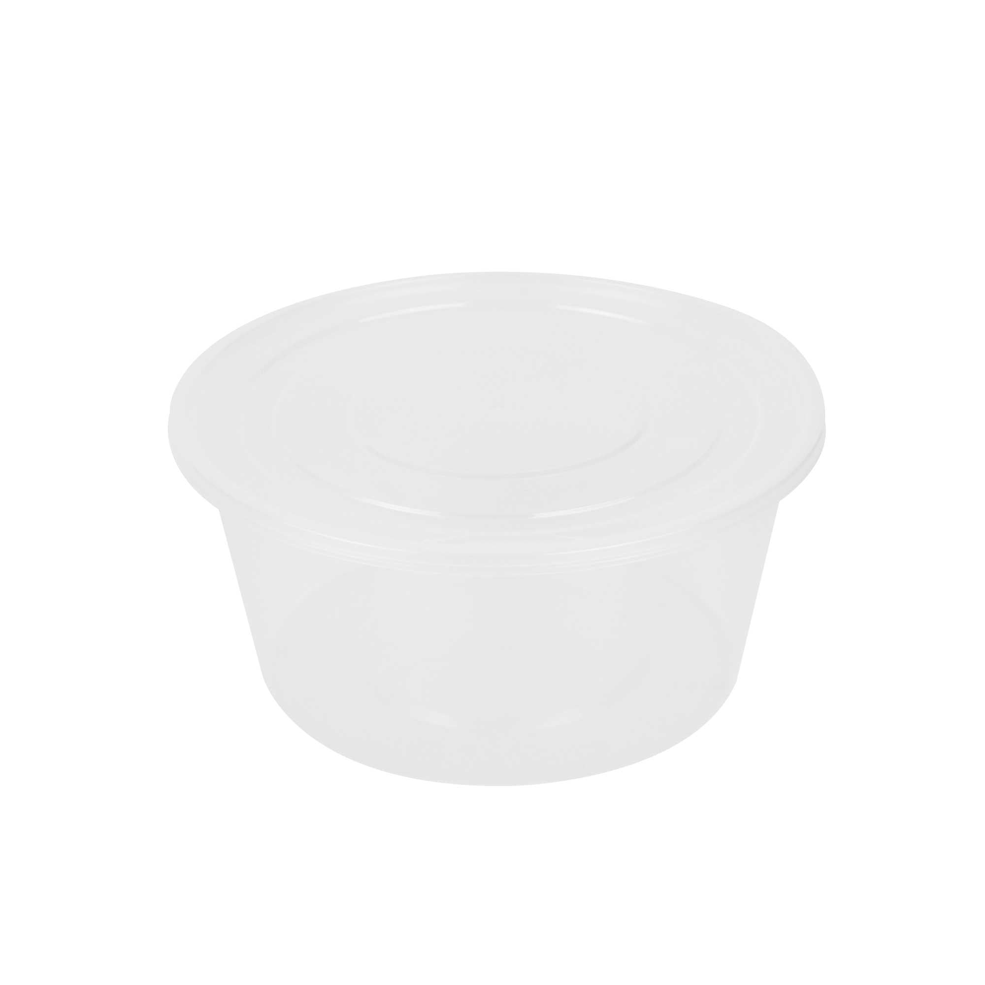 SustainaLite 118 oz Round Clear Plastic Food Container - with Lid, Microwavable - 7 1/4" x 7 1/4" x 4 1/4" - 30 count box