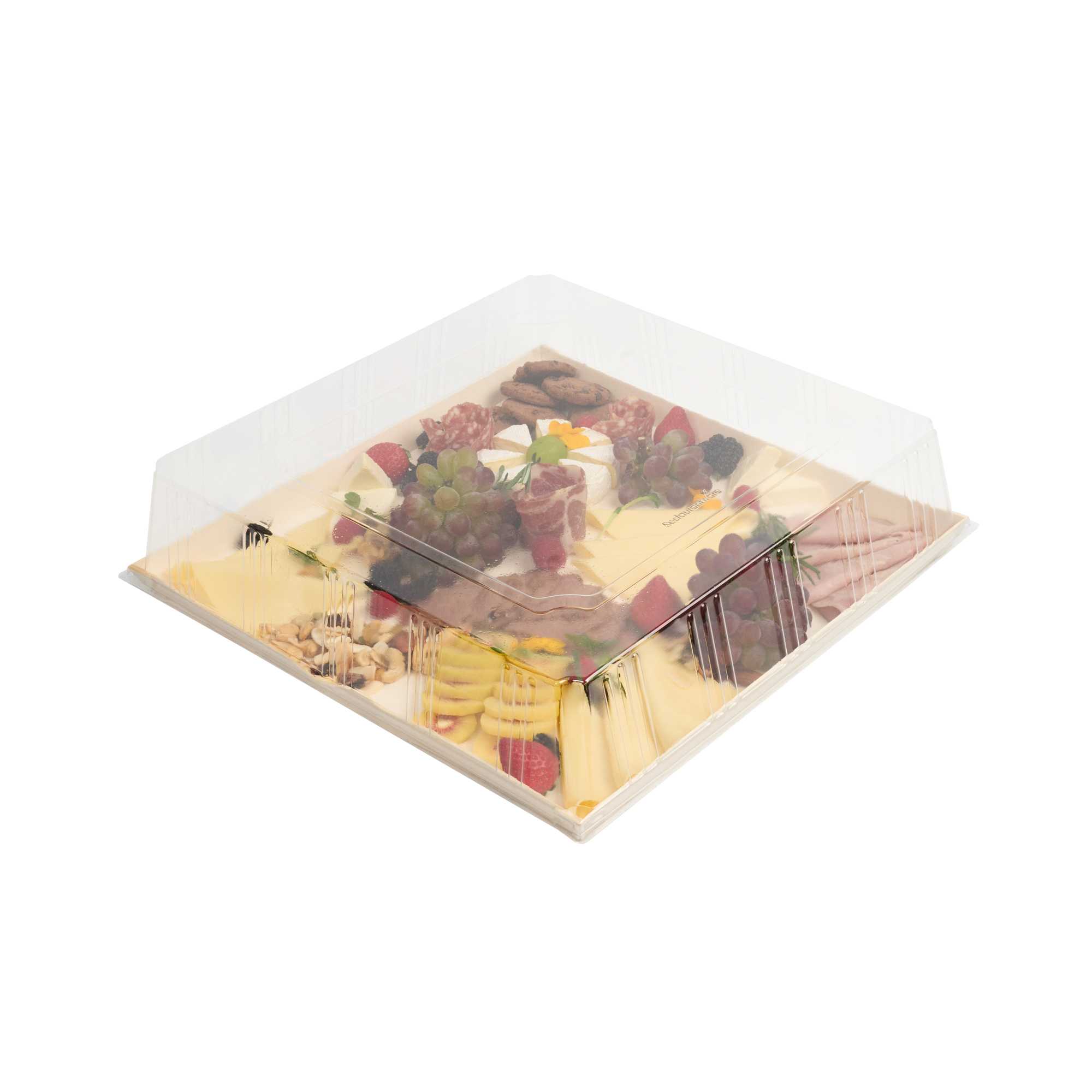 Taipei Clear Plastic Dome Lid - Fits Square Poplar Plate - 17" x 17" x 3 1/4" - 25 count box