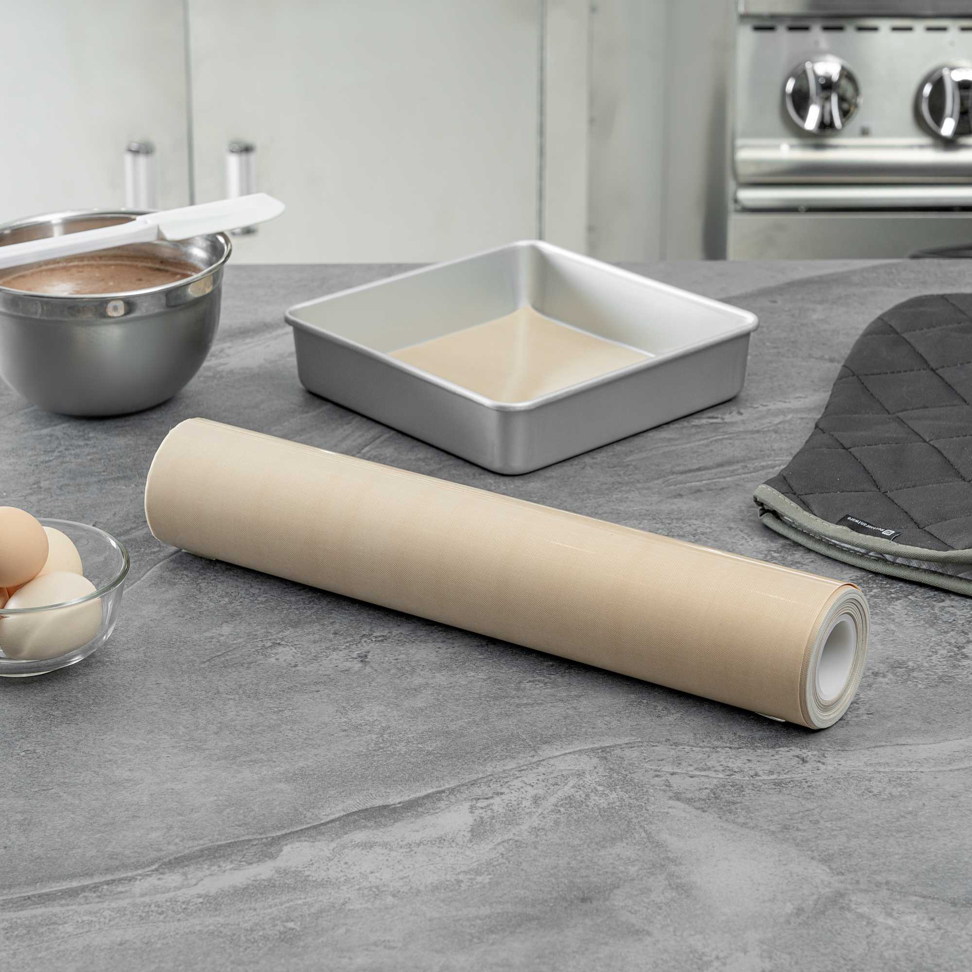 Pastry Tek Brown Non-Stick Pan Liner Roll - 16" x 54' - 1 count box