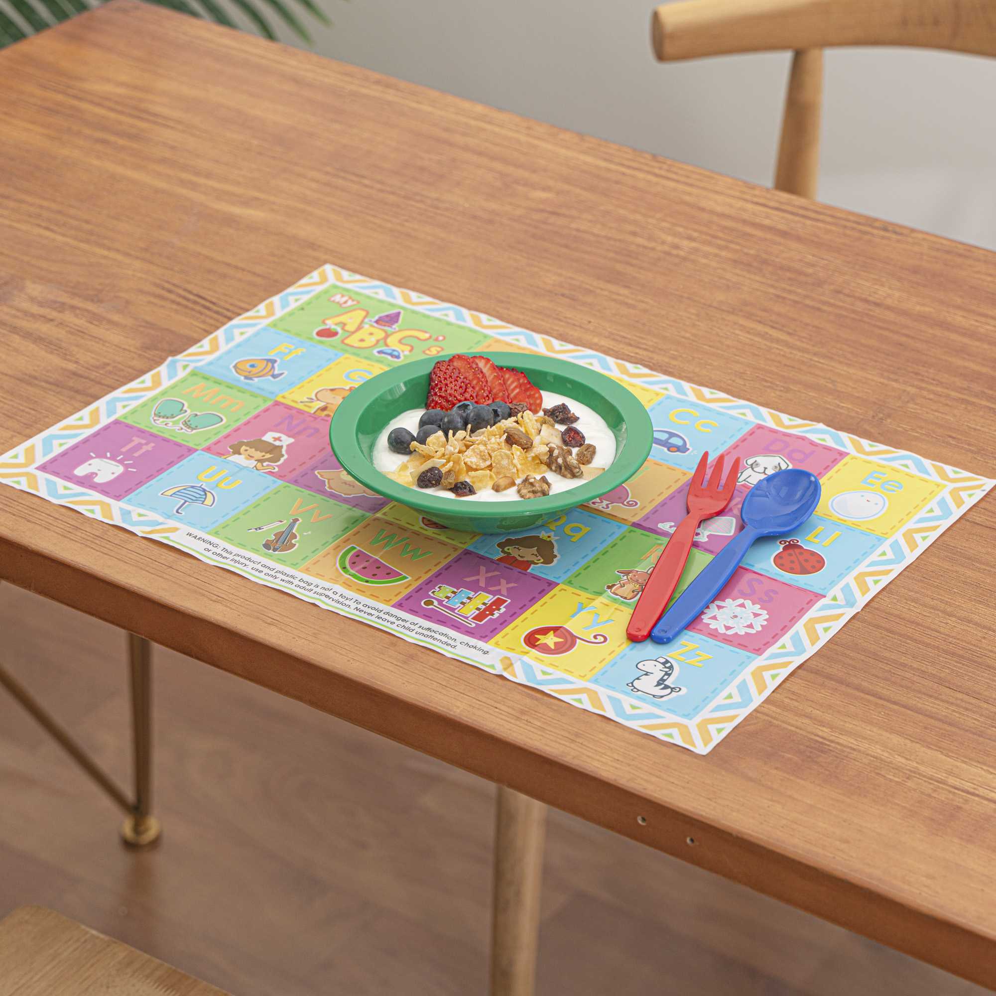 Table Tek Rectangle Alphabet Plastic Baby Placemat - BPA-Free - 18" x 12" - 50 count box