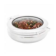 Met Lux 6 qt Round Stainless Steel Chafer Body - Induction Ready, with Glass Viewing Window - 1 count box