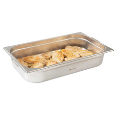 Met Lux Rectangle Stainless Steel Full Size Steam Table Pan 4 Inch Deep - Anti Jam, Collapsible Handles - 1 count box