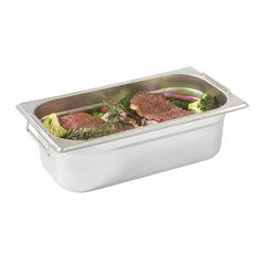 Met Lux Rectangle Stainless Steel 1/3 Size Steam Table Pan 4 Inch Deep - Anti Jam, Collapsible Handles - 18 count box