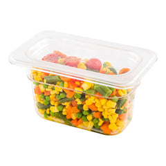 Met Lux Rectangle Clear Plastic Lid - Fits 1/9 Size Cold Food Storage Container - 6 3/4